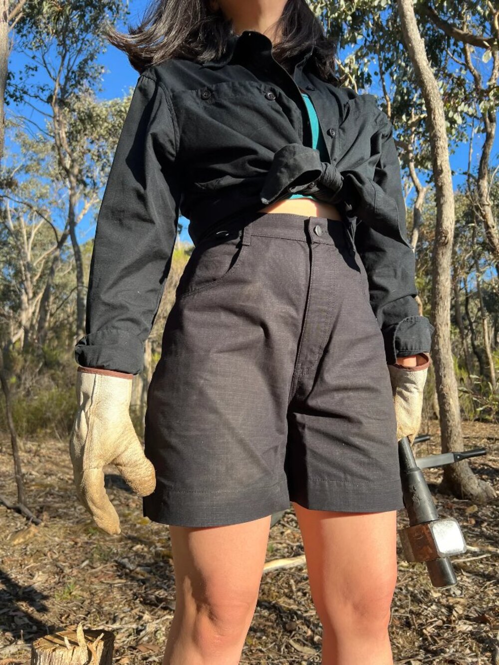 High-waisted ripstop utility shorts
